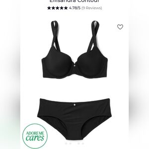 Adore Me Black Bra and Panty Set 36c